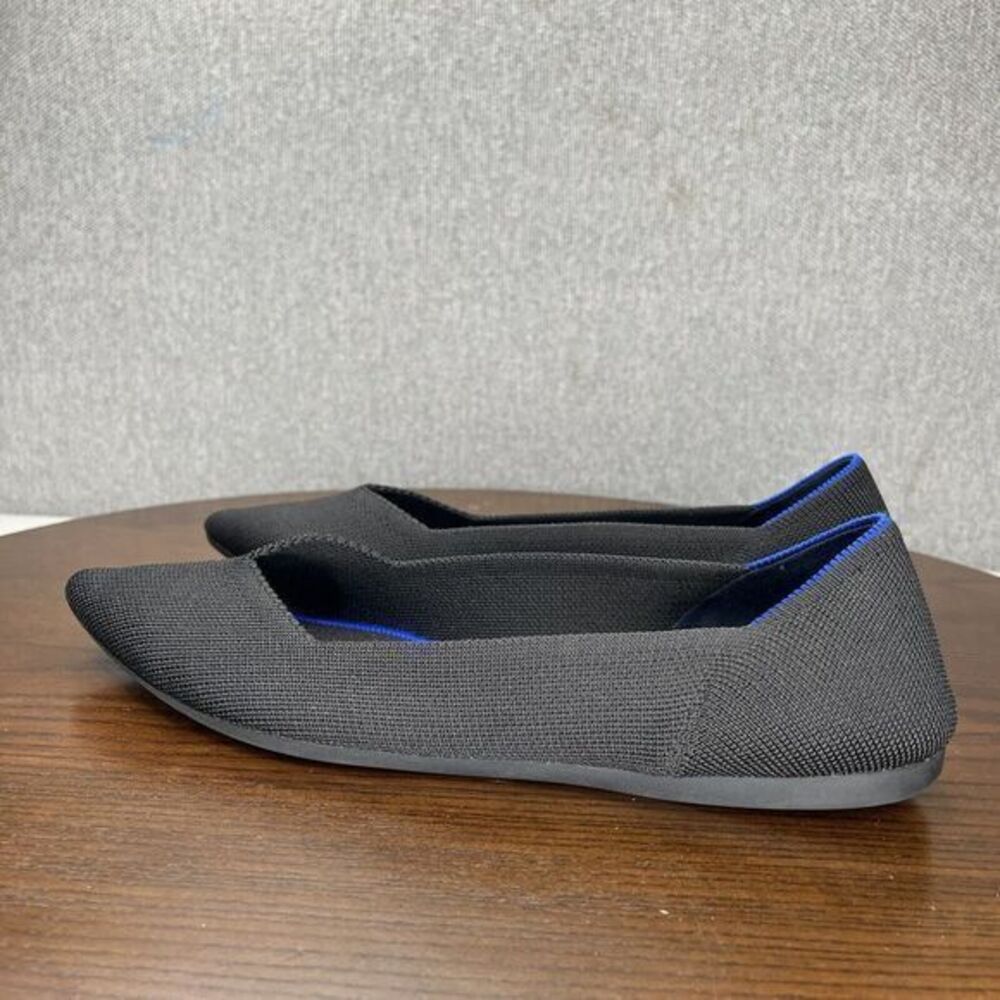 Rothy's The Point Flat Shoes Women's 9.5 Black Knit Washable Slip On Loafers